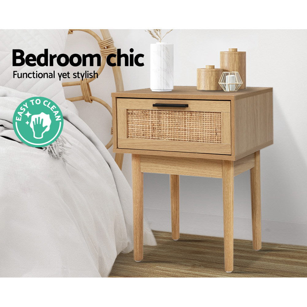 Rattan Minimal Bedside Table
