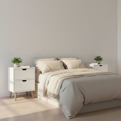 Boden Minimal Bedside Table Set- White