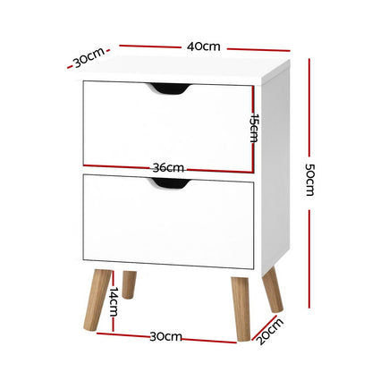 Boden Minimal Bedside Table Set- White