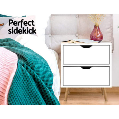 Boden Minimal Bedside Table Set- White