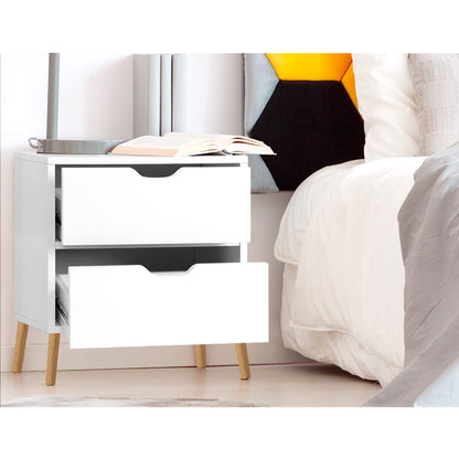 Boden Minimal Bedside Table Set- White