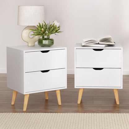 Boden Minimal Bedside Table Set- White