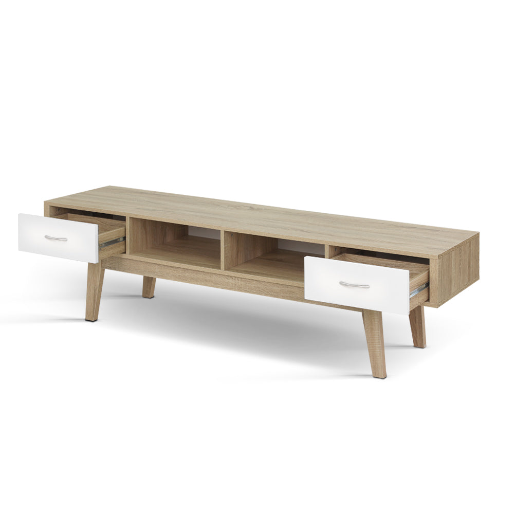 TV Cabinet Entertainment Unit Oak White
