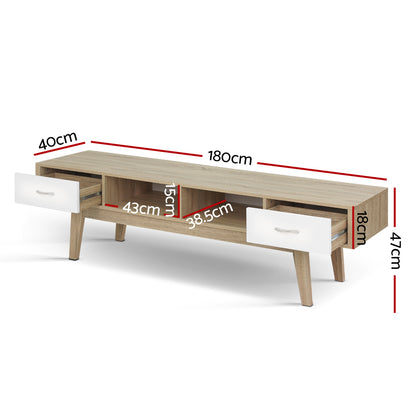 TV Cabinet Entertainment Unit Oak White
