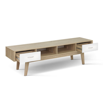 TV Cabinet Entertainment Unit Oak White
