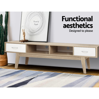 TV Cabinet Entertainment Unit Oak White