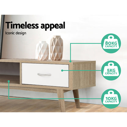 TV Cabinet Entertainment Unit Oak White