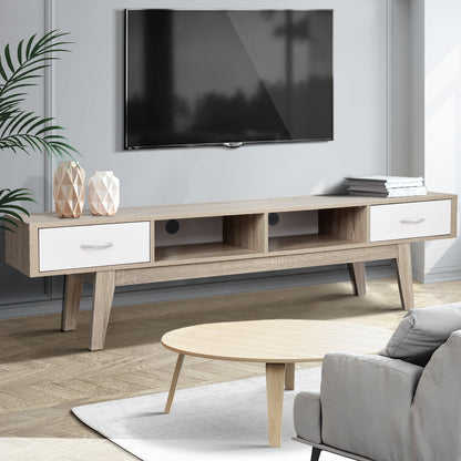TV Cabinet Entertainment Unit Oak White