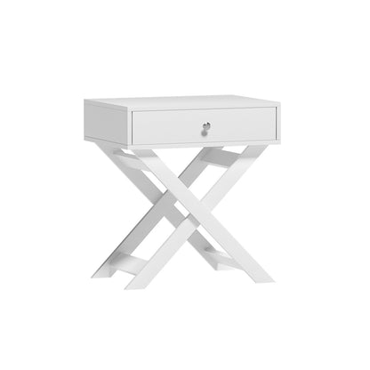 Qara Minimal Bedside Table- White