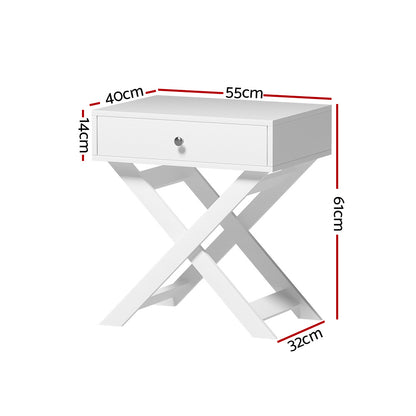 Qara Minimal Bedside Table- White