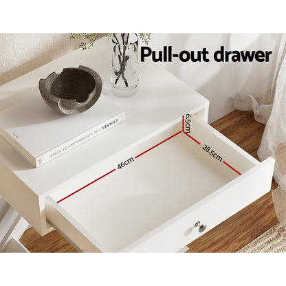 Qara Minimal Bedside Table- White