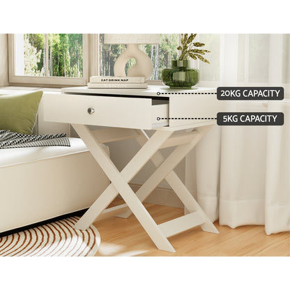 Qara Minimal Bedside Table- White