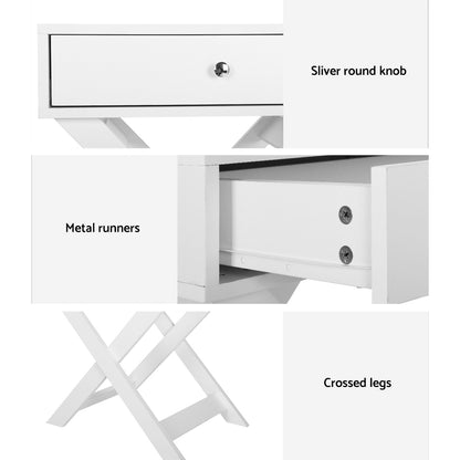 Qara Minimal Bedside Table- White