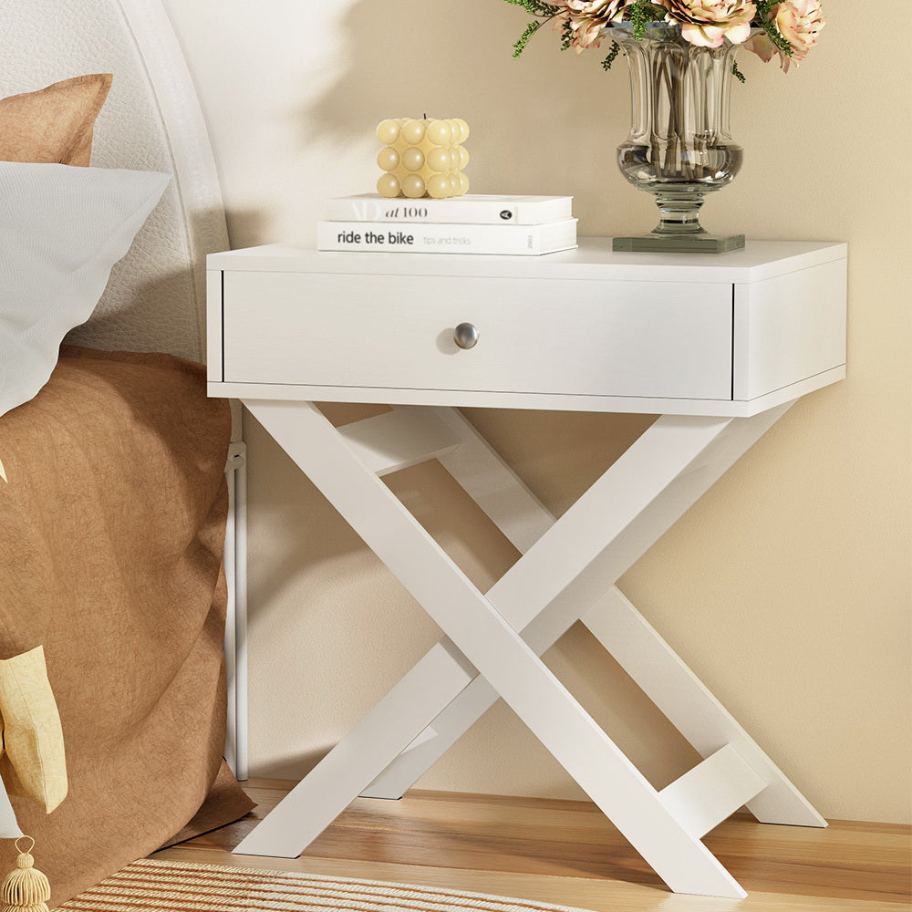 Qara Bedside Table - White