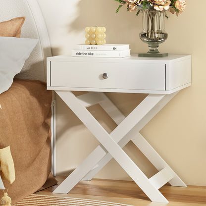 Qara Minimal Bedside Table- White