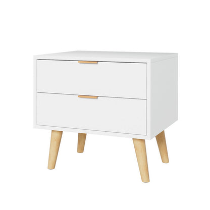 Minimal Bedside Table 2 Drawers- White