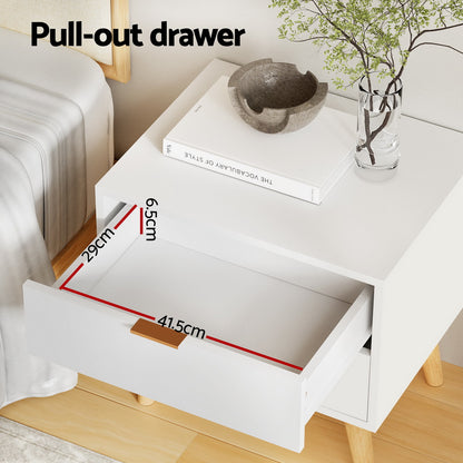 Minimal Bedside Table 2 Drawers- White
