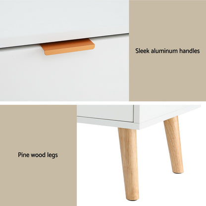 Minimal Bedside Table 2 Drawers- White