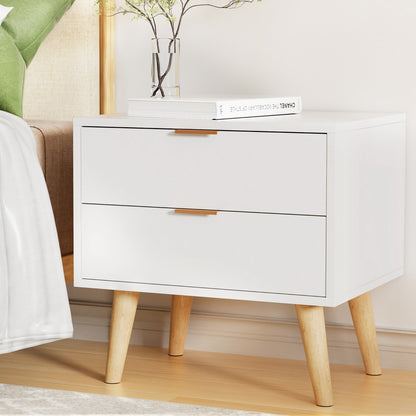 Minimal Bedside Table 2 Drawers- White