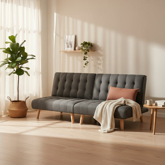 Sofa Bed 2 x Single Seater Couch - Grey