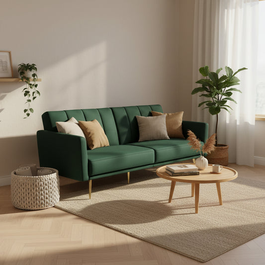 3-Seater Velvet Sofa Bed – Green