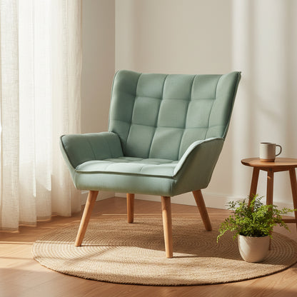 Scandi Armchair Linen Fabric Cushion Seat - Blue