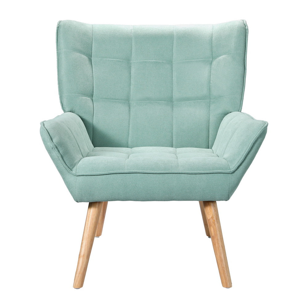 Scandi Armchair Linen Fabric Cushion Seat - Blue