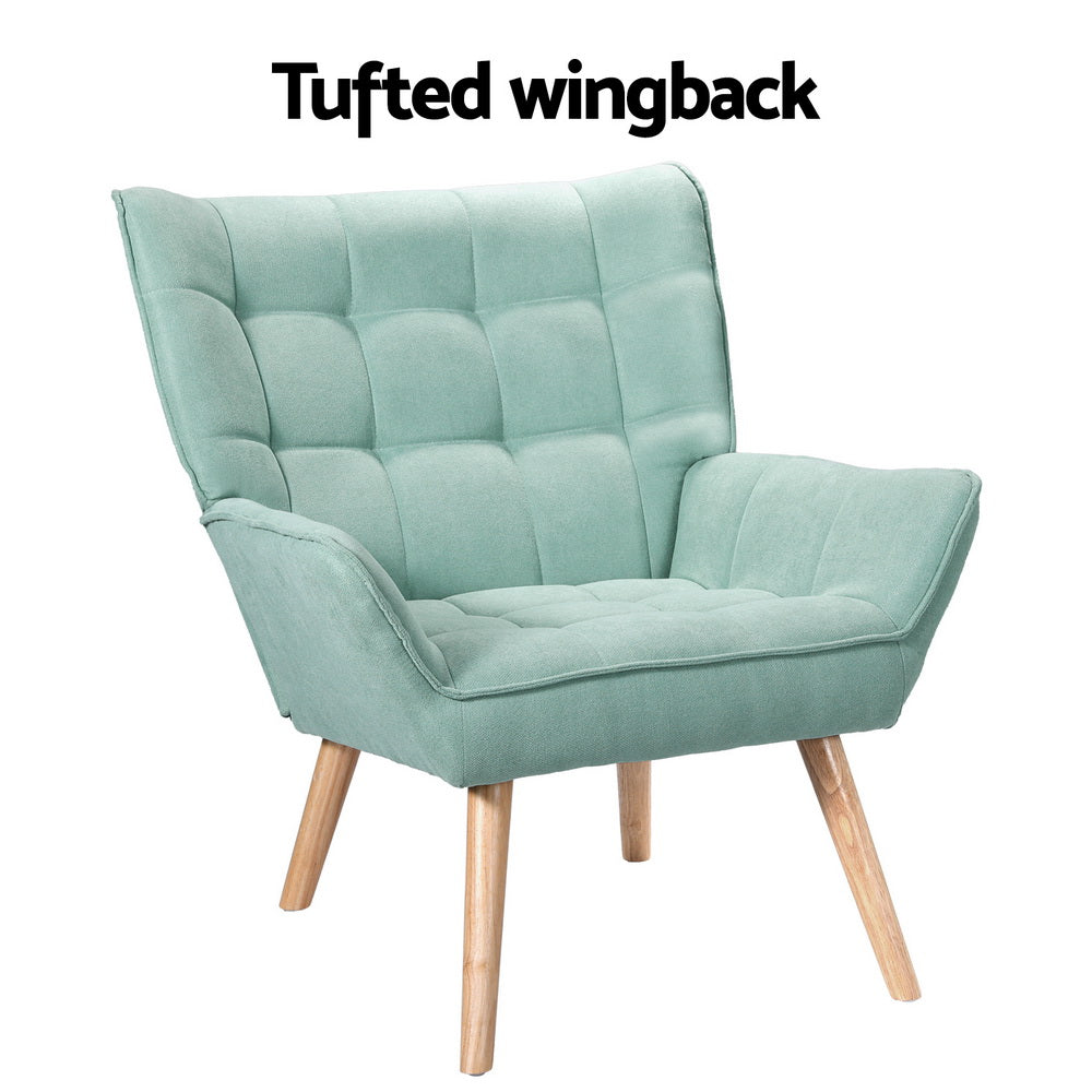 Scandi Armchair Linen Fabric Cushion Seat - Blue