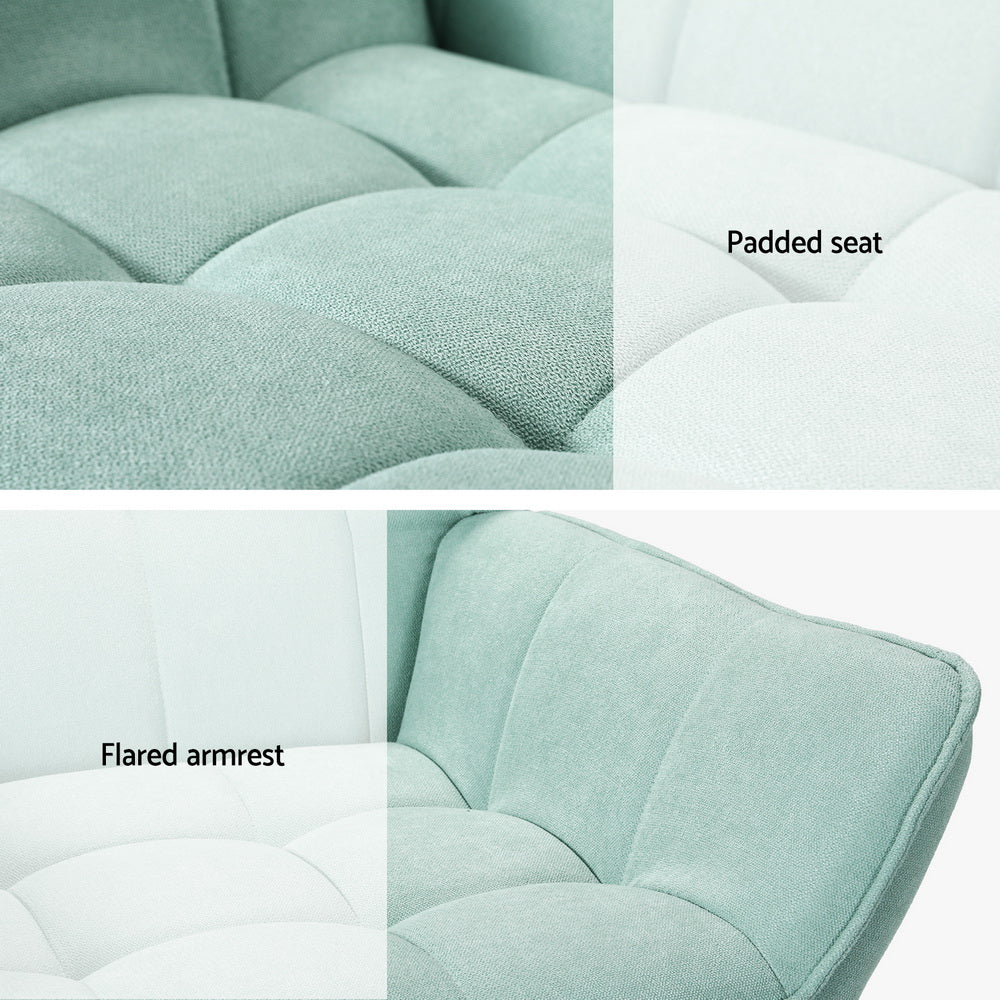 Scandi Armchair Linen Fabric Cushion Seat - Blue