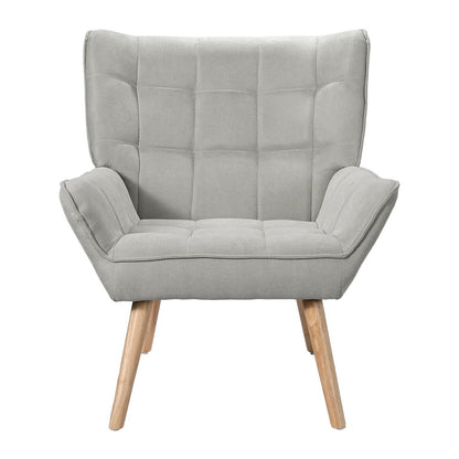 Scandi Armchair Linen Fabric Cushion Seat - Grey