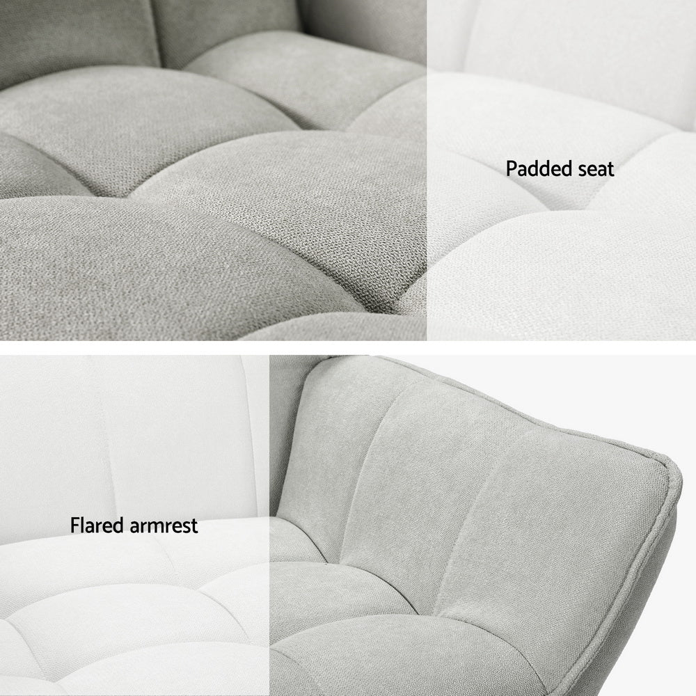 Scandi Armchair Linen Fabric Cushion Seat - Grey