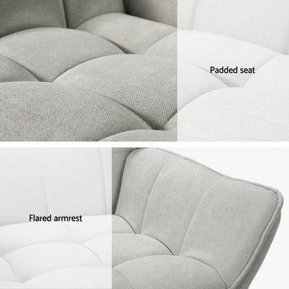Scandi Armchair Linen Fabric Cushion Seat - Grey