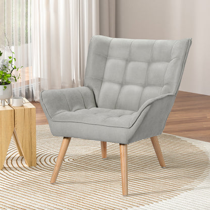 Scandi Armchair Linen Fabric Cushion Seat - Grey