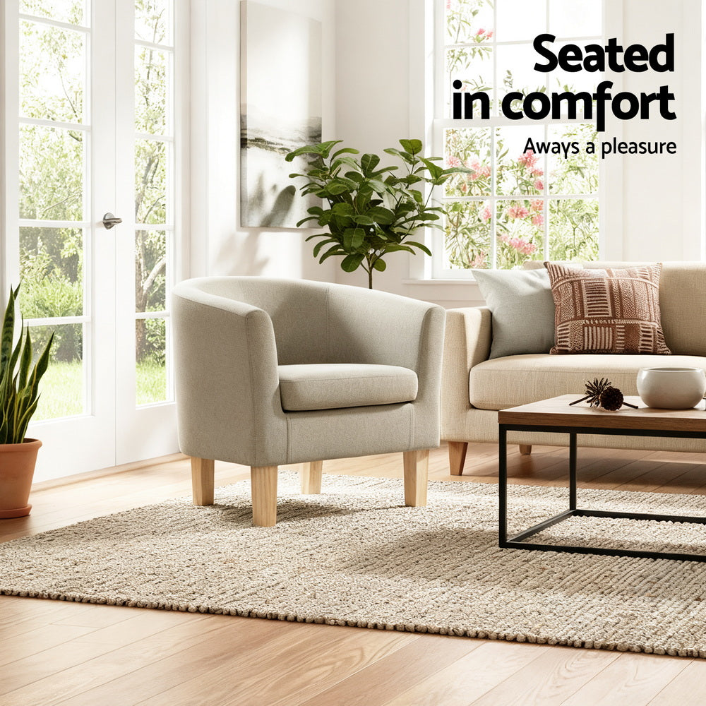 Abby Armchair Tub Chair- Beige