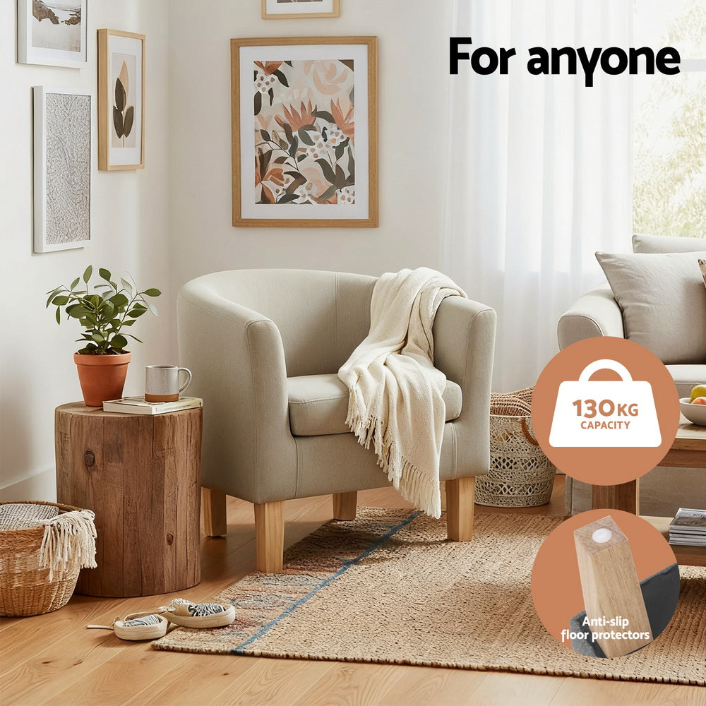 Abby Armchair Tub Chair- Beige