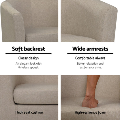 Abby Armchair Tub Chair- Beige