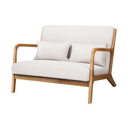 Olive 2 Seater Lounge Chair- Beige Wood