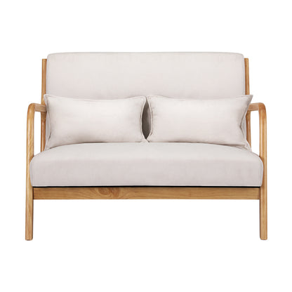 Olive 2 Seater Lounge Chair- Beige Wood