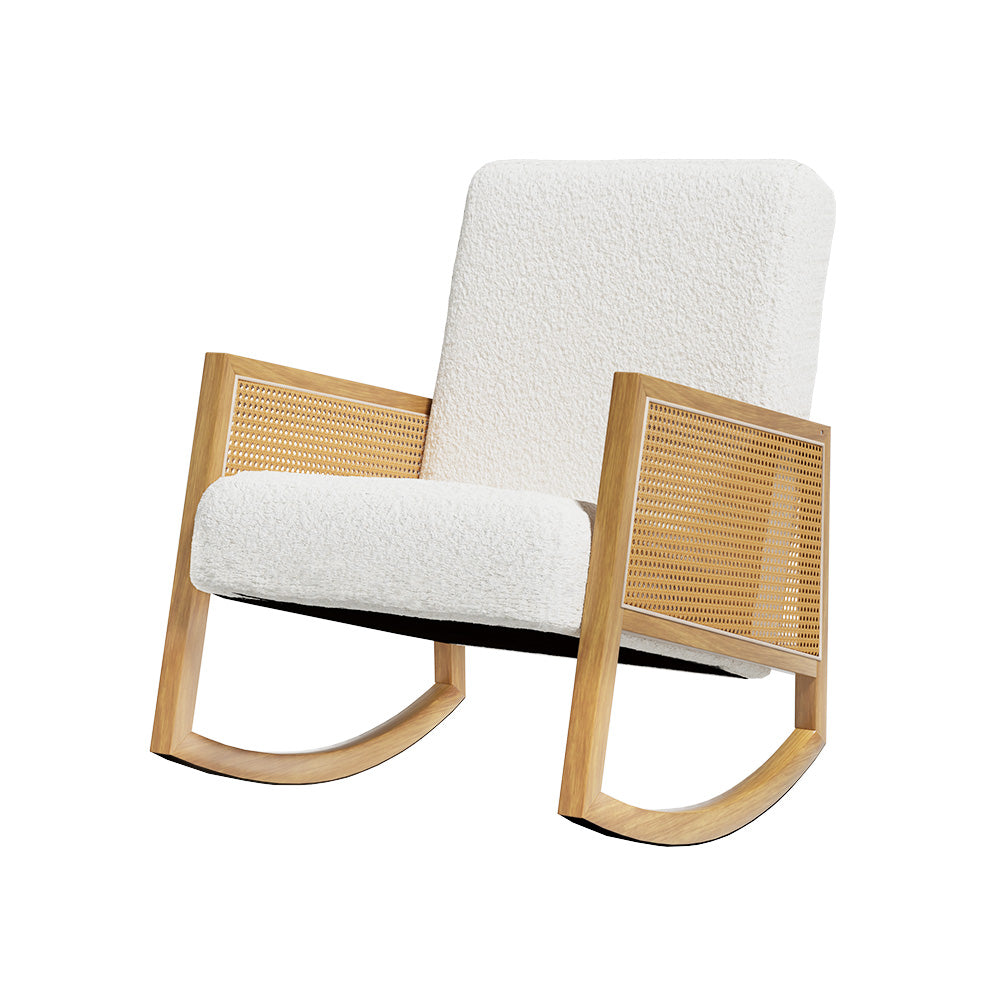 Rattan Rocking Armchair- White