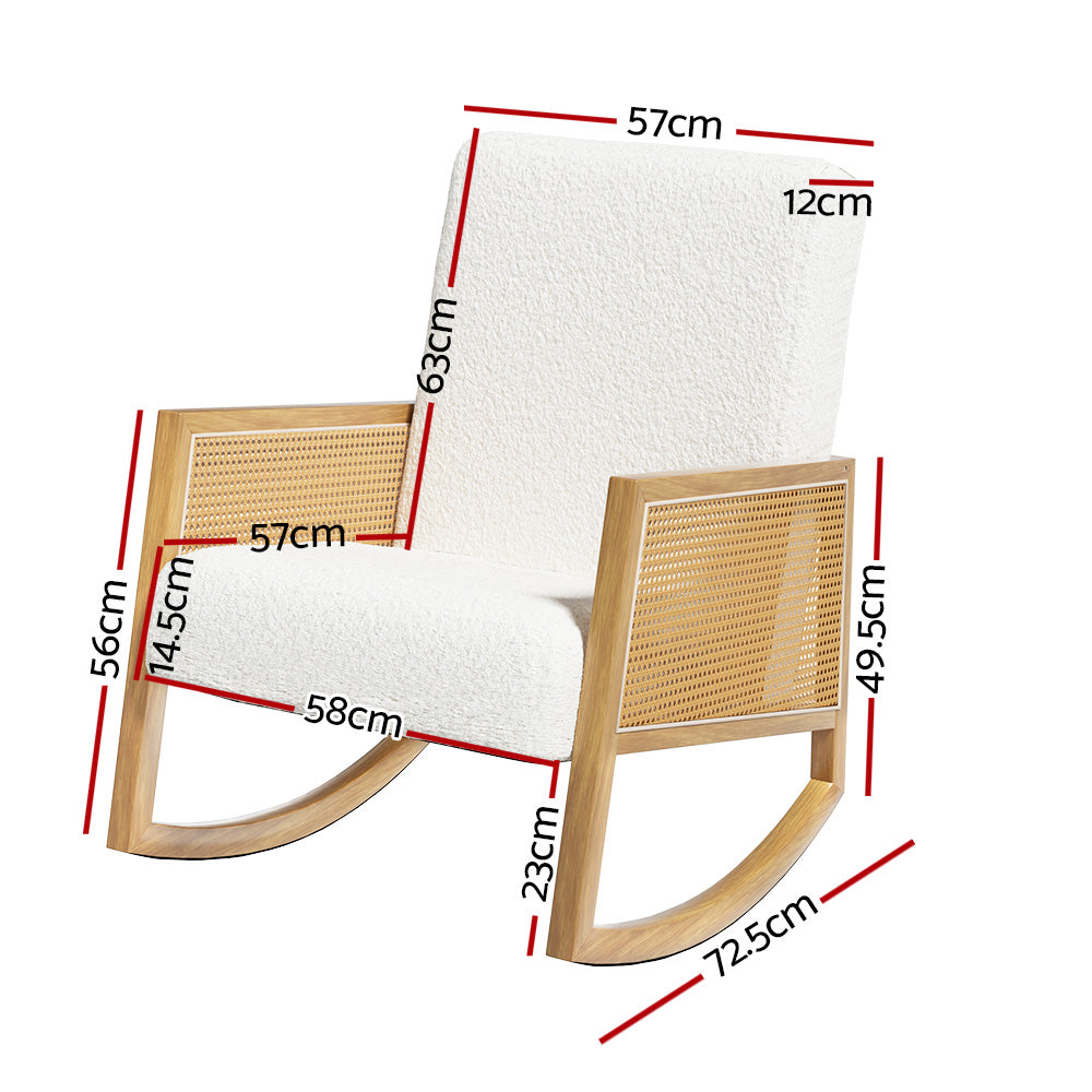 Rattan Rocking Armchair- White