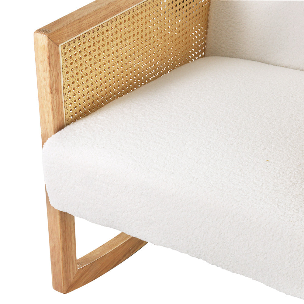 Rattan Rocking Armchair- White