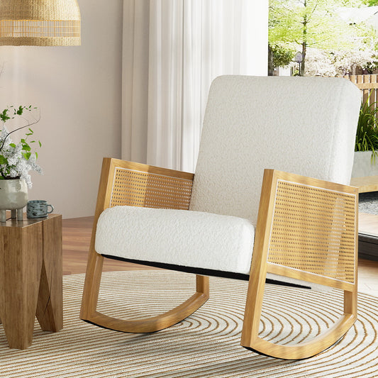 Rattan Rocking Armchair- White