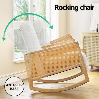 Rattan Rocking Armchair- White