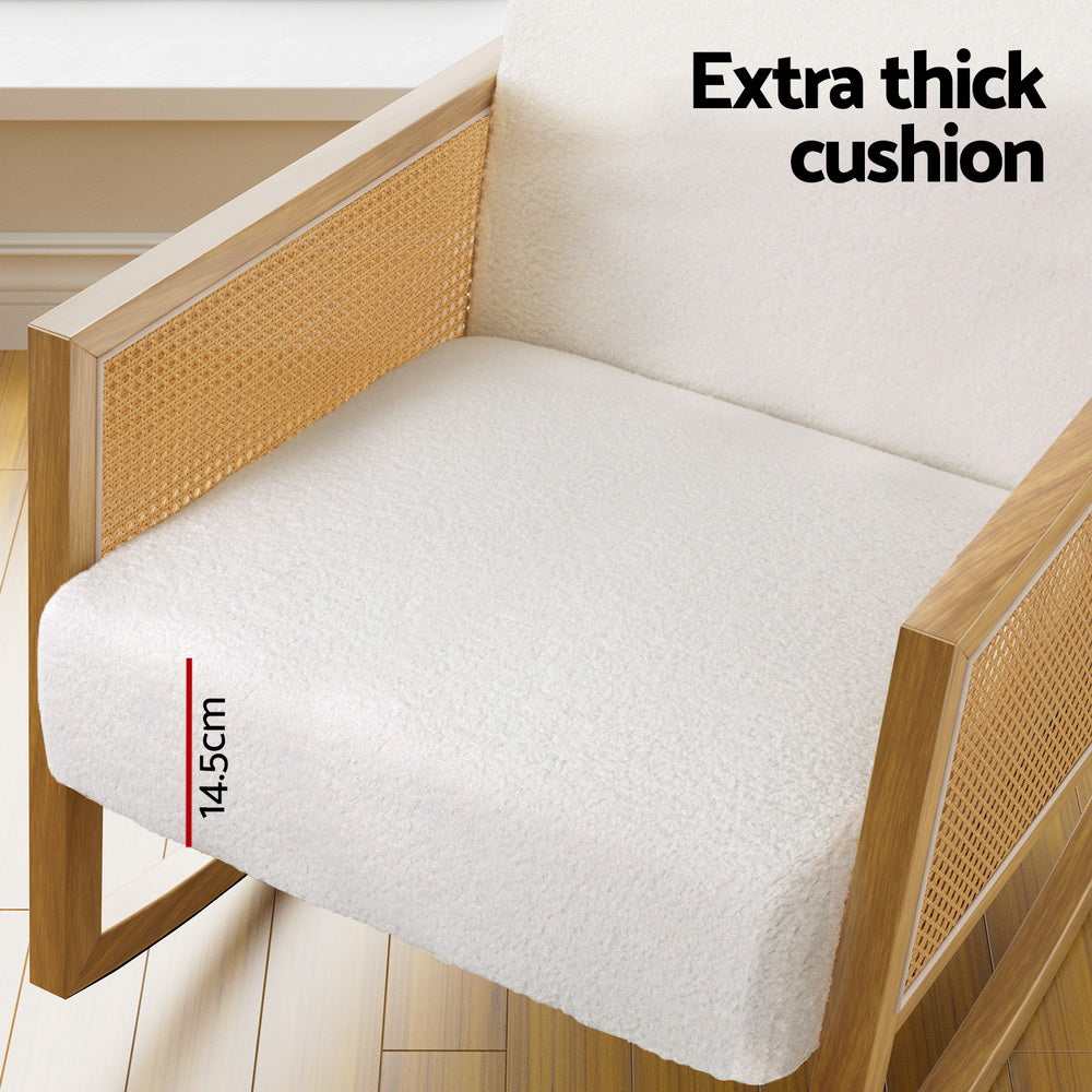 Rattan Rocking Armchair- White