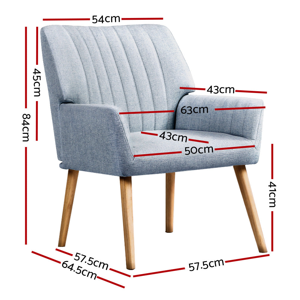 Sebastini 2x Armchair- Blue Grey
