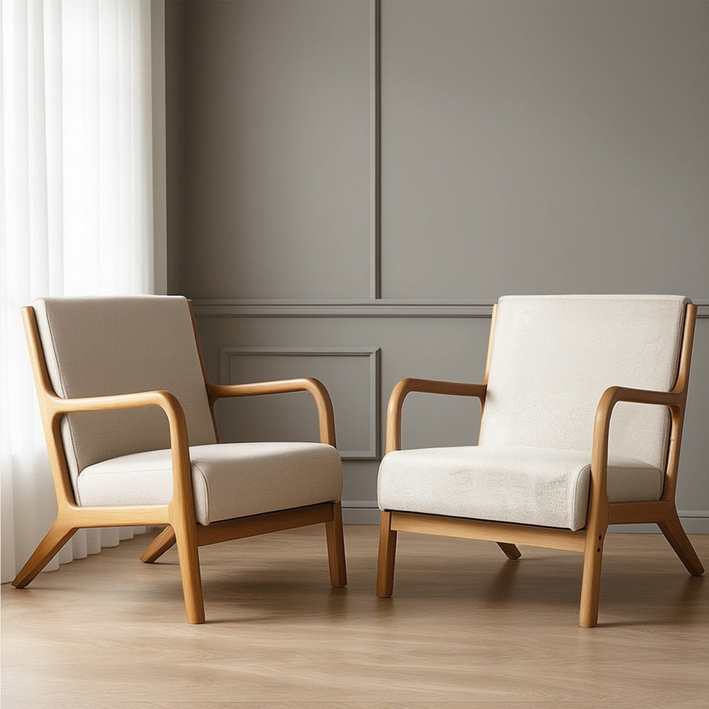 Artiss 2X Armchair Faux Fabric Beige