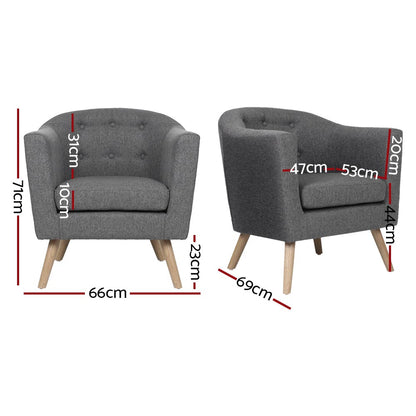 Adora Armchair Tub Chair- Grey