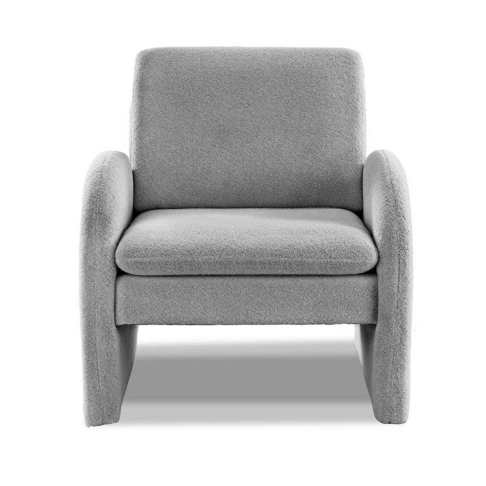 Armchair Curved Arm Seat Boucle- Grey