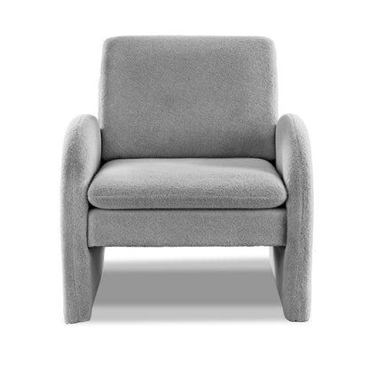 Armchair Curved Arm Seat Boucle- Grey