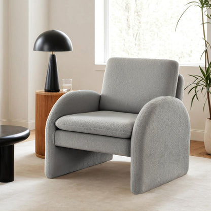 Armchair Curved Arm Seat Boucle- Grey